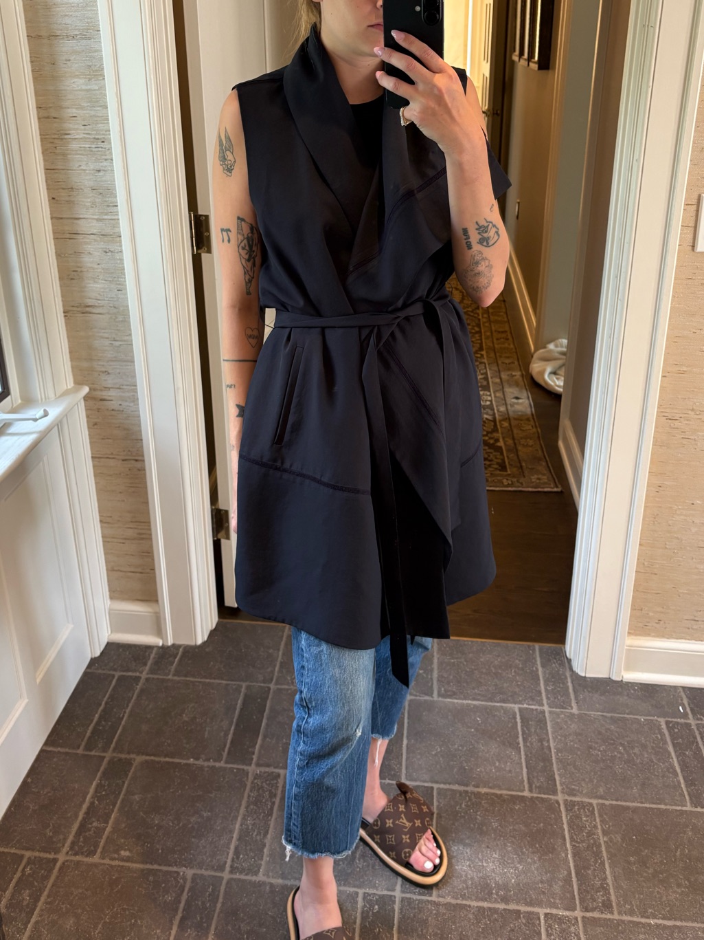 Vince Black Sleeveless Wrap Vest
